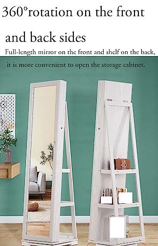 Floor-Standing Full-Length Mirror Style Simple Large-Capacity partition Jewelry Cosmetics Storage Multi-Functional Dressing Mirror (C b)