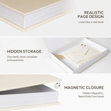 Decorative Storage Books Set of 2, Linen Cover, Gold Letters, Beige and Dark gray