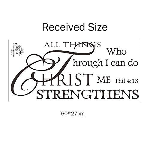 Bible Verses Wall Decor, Christian Wall Quotes – I Can Do All Things Through Christ– Religious Sticker Pastor Gift for Bedroom Prayer Room Church Sanctuary Office Nursery