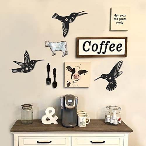 Daogtc Metal Hummingbird Wall Art Decor-Black Metal Wall Art,Bird Wall Sculpture for Home Kitchen Patio Bedroom Living Room Bathroom(3 Pack)