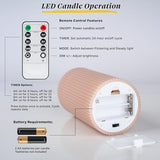 Fluted Ribbed LED Pillar Candles, Blush Beige, with Realistic Reflective Melted-Wax Effect – Flickering Flame, Remote, Dimmable, Flameless, Battery Operated, Home & Wedding Decor (Set of 3)