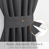 PONY DANCE Blackout Door Window Curtains, Dual Rod Pocket Grey Drape for Front Glass French Door, Privacy Thermal Insulated Room Darkening Curtain for Sidelight Window, W 25 x L 72 inch, 1 Panel