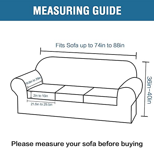 H.VERSAILTEX 4 Piece Stretch Sofa Covers for 3 Cushion Couch Bundles Armless Futon Cover, Black
