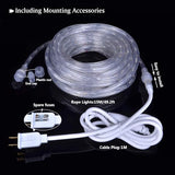 20ft 3000k LED Rope Lights, IP65 Waterproof Connectable 144LED Warm White Rope Lighting, Flexible Plug-in String Lights for Camping Outdoor Indoor Patio Christmas Halloween Party Decoration