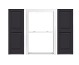 Vinyl Exterior Shutters | One Pair | Raised Two Panel 50/50 Split Exterior Window Shutters | 18" x 48" | Black | Simple Installation + Hardware Included | Made in The US
