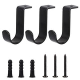 Sumnacon 3Pcs Ceiling Mount Curtain Rod Brackets,Metal Single Ceiling Curtain Rod Holder for 5/8-1 Inch Rod,Sturdy Curtain Rod Hooks for Living Room Bedroom Drapery Rod, Black