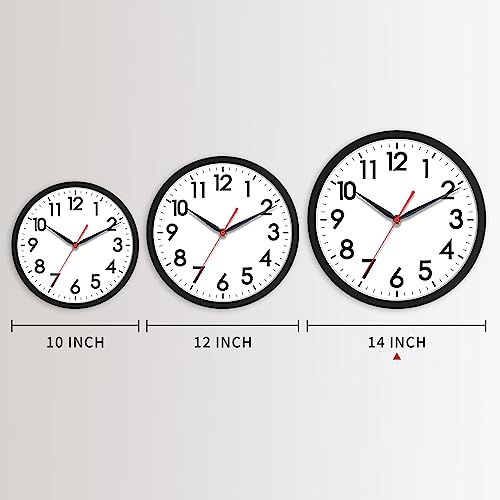 AKCISOT 14 Inch Wall Clock Silent Non-Ticking Modern Wall Clocks Battery Operated - Analog Classic Clock for Office, Home, Bathroom, Kitchen, Bedroom, School, Living Room(Black)
