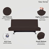 Easy-Going Stretch Futon Slipcover Armless Sofa Cover Furniture Protector Without Armrests Slipcover Soft with Elastic Bottom for Kids, Spandex Jacquard Fabric Small Checks(futon,Chocolate)