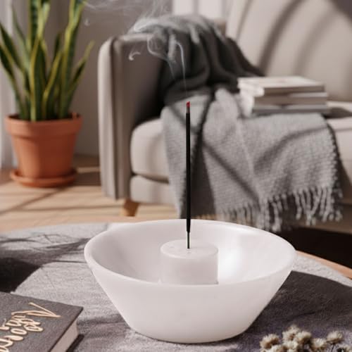 Radicaln Marble Incense Holder 5.5" Inches Handmade White Marbles Ashtray for Home Décor, Ideal Incense Stick Holder, Palo Santo Holder & Incense Holder Marble for Living Room