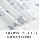 Beauoop Floral Linen Semi Sheer Curtains 84 Inches Long 2 Panels for Living Room Bedroom Grey Farmhouse Flower Patterned Light Filtering Textured Grommet Top Window Treatments Drapes, 50x84 2 Set