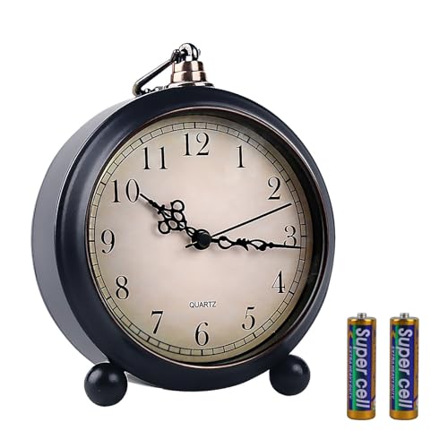 pxy Retro Alarm Clock for Heavy Sleepers 3D Dial Battery Operated (Battery Include), 4" Super Silent Analog Alarm Clock for Kids with Night Light PT260 Silver OrangePT508-1 Arabic Numbers