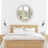 24" Round Mirror Farmhouse Wooden Frame Circle Mirrors, Rustic Decorative Distressed Wall Mounted Mirror for Bathroom, Bedroom, Living Room, Entryway, Fireplace, Hall