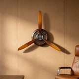 Pilot Gifts for Men Metal Antique Airplane Propeller Wall Clock Aviation Decor Masculine Wall Gifts Dad for Living Room Bedroom Rustic Wall Sculptures Claybank 29.5×26.4 Inches