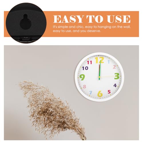 PRETYZOOM Educational ’ Wall Clock 10-inch Silent Analog Learning Clock with Cartoon Decor White Frame for Classroom Bedroom Preschool Teaching