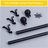 NICETOWN Black Curtain Rods for Window 48 to 86 inch, 1 1/8 Diameter with Ball Finials for Window Treatment, Adjustable Length from 48 to 86-Inch, Matte Black