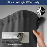 ENJOYBASICS Double Curtain Rod，Blackout Wrap-Around Curtain Rods for Windows 48 to 84 Inch，Adjustable from 32 to 86 Inch for Room Darkening Curtains, Matte Black