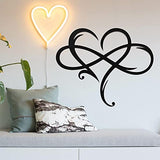 Infinity Heart Wall Decor, Unique Infinity Heart Metal Art Wall Decor Love Sign Steel Wall Plaques Bedroom Ornaments for Home Wedding Decor, Room Living Room Decoration (Black, 15.7x14inch)