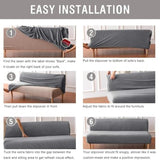 Non-Slip Futon Covers Slipcovers with Elastic Bottom, Dustproof Armless Sofa Card Seat Cover Stretch Settee Loveseat Couch Bed Covers Protector Slipcovers for Hotels, Bars
