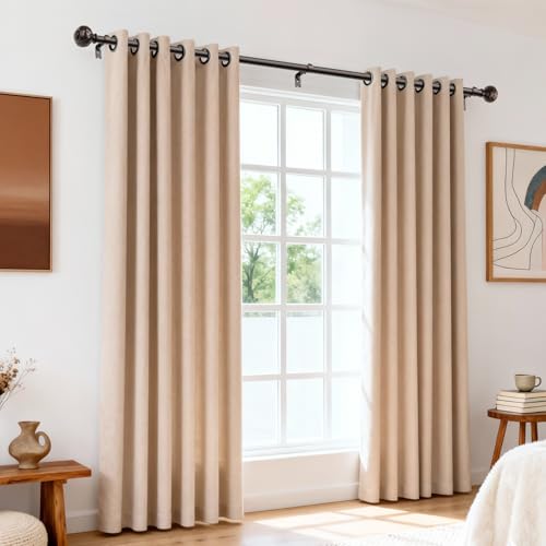 TONIAL Bronze Curtain Rod 32 to 86 Inches, 7/8 Adjustable Curtain Rods for Windows 20 to 82 Inches, Splicing Drapery Rods Heavy duty with Netted Texture Finials