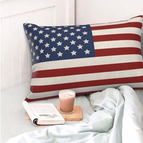 4th of July Patriotic Pillow Covers 12x20 Inch Set of 2, American Flag Decorative Throw Pillowcase Independence Day Stars and Stripes Outdoor Cushion Cover for Sofa Couch Living Room Bed Decor