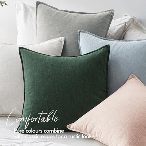 EMEMA Decorative Linen Throw Pillow Covers 20x20 Inch Light Blue