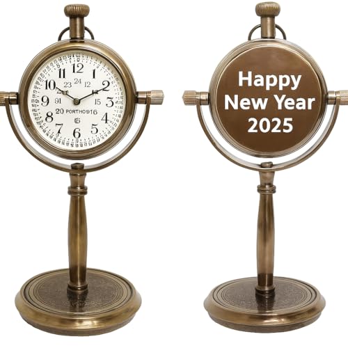 Personalized Merry Engraved Brass Table Clock ~ Vintage Double-Sided Desk Clock with Custom Message ~ Unique for Him, Her, Couple, or Family