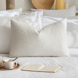 MIULEE Textured Boucle Lumbar Pillow Cover for Bed 16x24 White