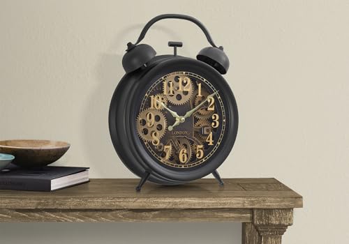 Monarch Specialties I 9014 Clocks, 12" Round, Gear Mechanism, Table Clock, Brown, Transitional