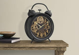 Monarch Specialties I 9014 Clocks, 12" Round, Gear Mechanism, Table Clock, Brown, Transitional
