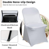Dimatic 6 Pack Red Stretch Fabric Folding Chair Covers, Universal Fit Washable Slipcovers for Wedding, Banquet, Party