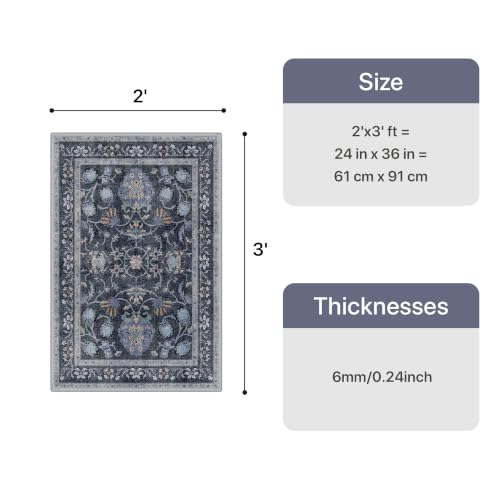 2x3 Washable Small Rug for Entryway Floral Indoor Door Mat Non Slip
