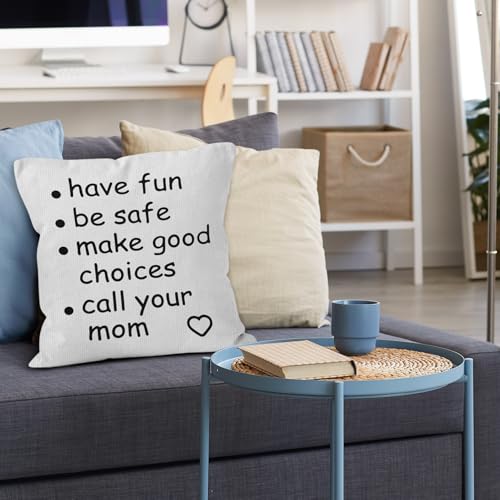 HIWX College Dorm Decor,Funny Have Fun Be Safe Make Good Choices Call Your Mom Decorative 18 x 18 Throw Pillow Cover,Call Your Mom Pillow,Throw Pillows for Dorm Bed Room Student Decor Pillowcase