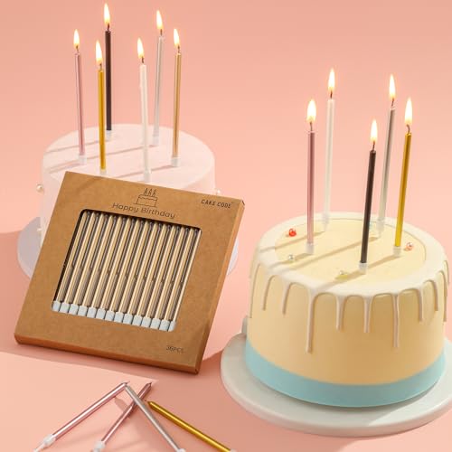 36-Count Pearl White Long Thin Birthday Candles, Cake Candles, Birthday Parties, Wedding Decorations, Party Candles