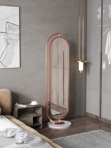 Full-Length Mirror Floor-Standing Full-Length Mirror, Rotatable Fitting Mirror, Home Dressing Mirror with Hanger Hook Storage Tray Full Length Floor Mirror (C)