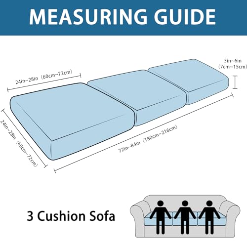 Couch Cushion Covers Leather-Look 3PC Stretch Sofa Seat Slipcover Sets for Living Room Individual Sofa Cushion Cover Couch Seat Protectors, Pet-Friendly, Non-Slip, Easy Fit - Coffee