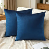 VAKADO 20X20 Navy Throw Pillow Covers Dark Blue Decorative Velvet Pillowcases Soft Solid Square Home Decor for Couch Sofa Bedroom Car Set of 2