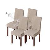 Genina Waterproof Chair Covers for Dining Room Set of 4 Kitchen Chair Covers Parson Dining Chair Slipcover,Khaki