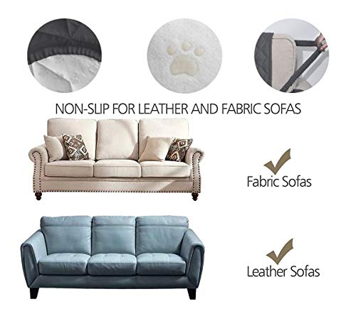 Ameritex Loveseat Cover Water-Resistant Quilted Furniture Protector with Back Nonslip Paws Slipcover for Dogs, Kids, Pets Loveseat Slipcover Stay in Place for Leather (Dark Grey, 46'')
