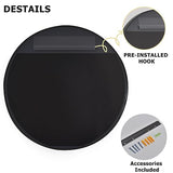 24 Inch Round Bathroom Mirror - Wall Mounted Circle Mirror with Metal Frame, Modern Mirror Suitable for Bathroom, Vanity, Entryway, Living Room, Wall Decor,Black