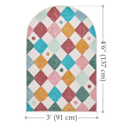 jinchan 3x5 Washable Kids Rug Colorful Study Corner Arch Chair Mat Confetti