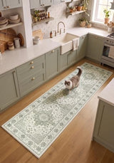 2x8 Non-Slip Runner Rug, Sage Green Vintage Distressed