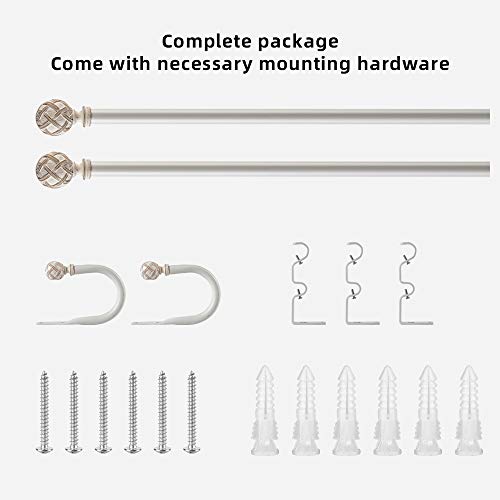 Ycolnaefllr 1 Inch Diameter Double Curtain Rod Set for Windows Heavy Duty Double Window Treatment Curtain Rod Adjustable from 48 to 84 Inch, Resin Finials with Curtain Holdbacks,Weathered White