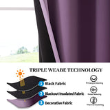 Yakamok Purple 100% Blackout Curtains for Bedroom，Ombre Room Darkening Curtains for Living Room Grommet Window Curtains 84 inches Long,Thermal Insulated Gradient Curtains & Drapes,2 Panels,52x84 inch