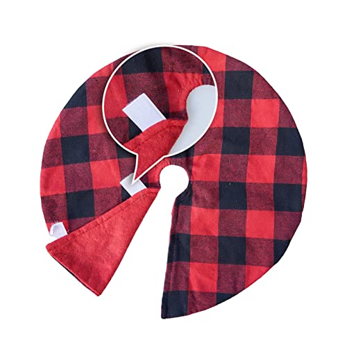 2 Pack Christmas Tree Skirt Decorations 15 Inch Mini Xmas Tree Skirt, Buffalo Plaid Tree Skirt for Family Christmas Party Holiday Decoration