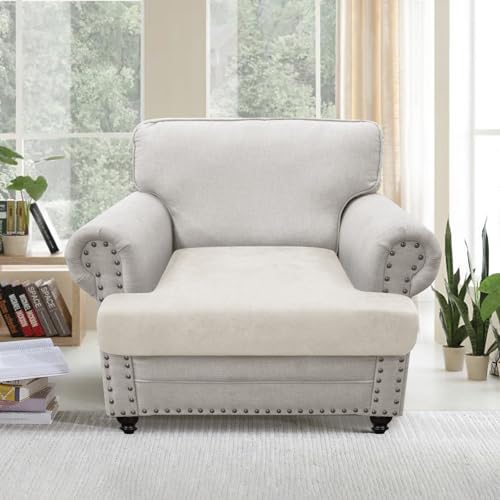 T Cushion Chair Cover Leather-Look 1PC Stretch Chair Seat Slipcover for Living Room Individual Armchair Couch Cover Seat Covers with Elastic Bands, Pet-Friendly, Non-Slip, Easy Fit - Beige