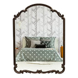 Wylde Iris English Estate Carved Arch Wood Wall Mirror, Mirror for Entryway, Living Room, Bathroom, Antique Black, 22x30
