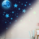 Glow in The Dark Stars for Ceiling,Glow in The Dark Stars and Moon Wall Decals,Ceiling Stars Glow in The Dark Kids Wall Decors Perfect for Kids Nursery Bedroom Living Room