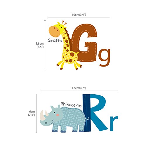 DECOWALL DS4-8002 Animal Alphabet Kids Wall Stickers Wall Decals Peel and Stick Removable Wall Stickers for Kids Nursery Bedroom Living Room (Small) Decor