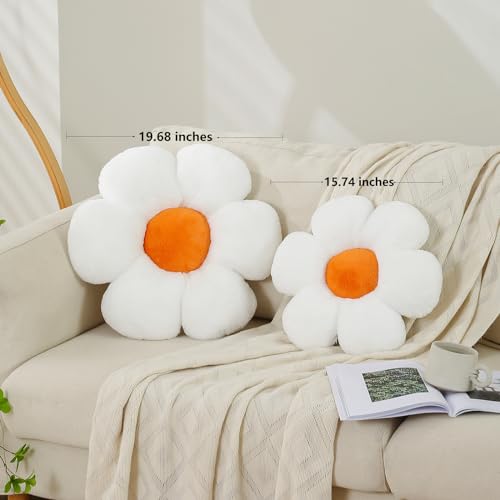 CANGHI Pink Flower Pillow 15.74 inch Flower Shaped Throw Pillows Daisy Plush Pillow Floor Pillows Seat Cushion Cute Aesthetic Decorative Throw Pillows for Bed Home Sofa Chair Couch Decor