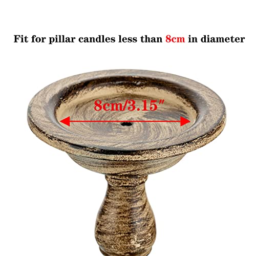 Sziqiqi Vintage Pillar Candle Holders Distressed Metal Candleholder Set